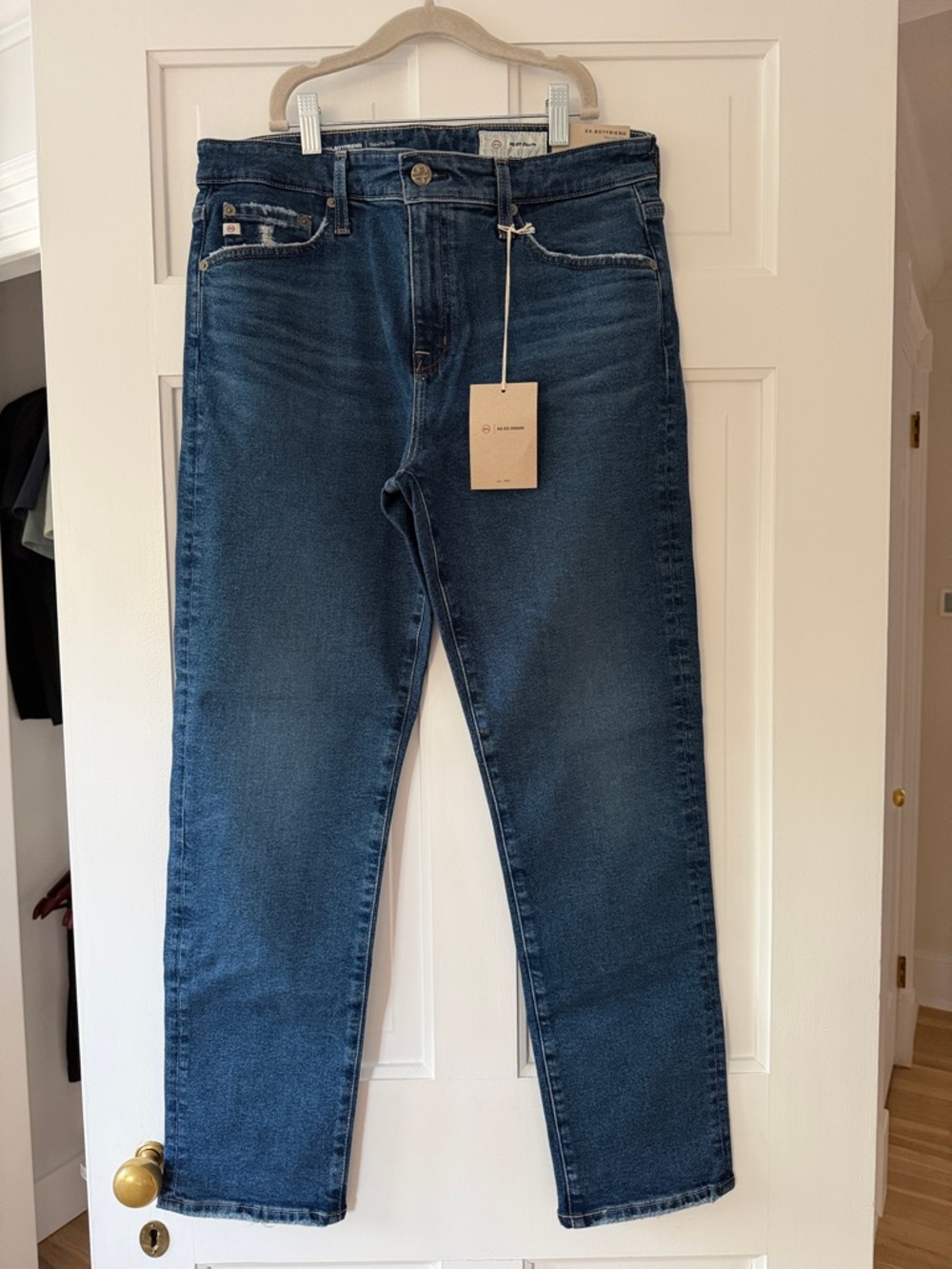 Ag Adriano Goldschmied Men's Straight Jeans in Dark Blue